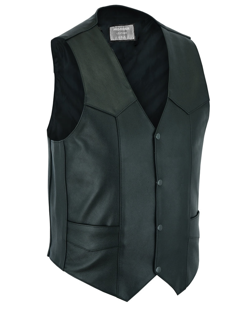 Men's Classic Motorcycle Leather Vest by Pro Rider