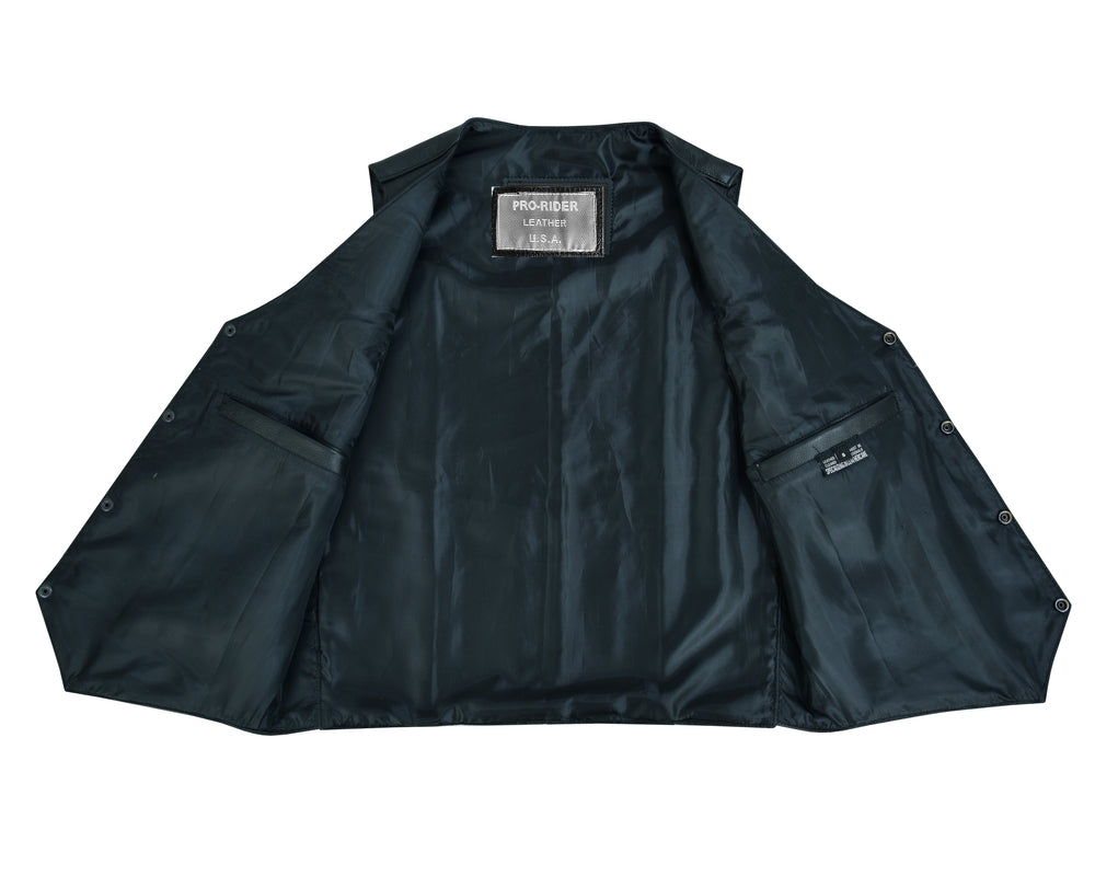 Men's Classic Motorcycle Leather Vest by Pro Rider