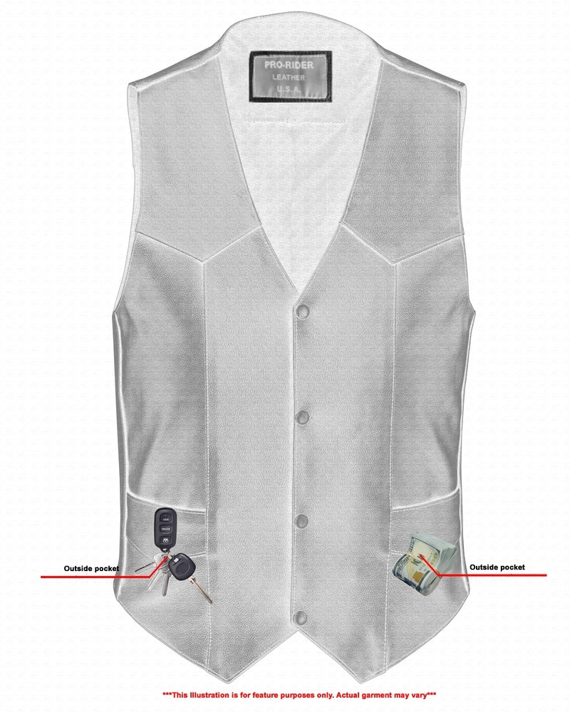 Men's Classic Motorcycle Leather Vest by Pro Rider
