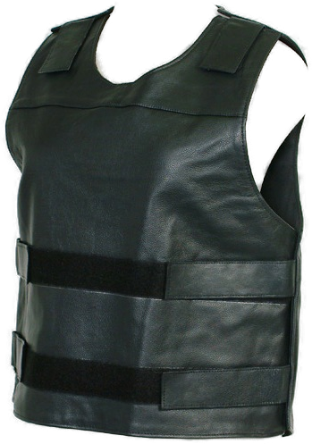 PR158Z Men's Bulletproof Style Biker Leather Motorcycle Vest