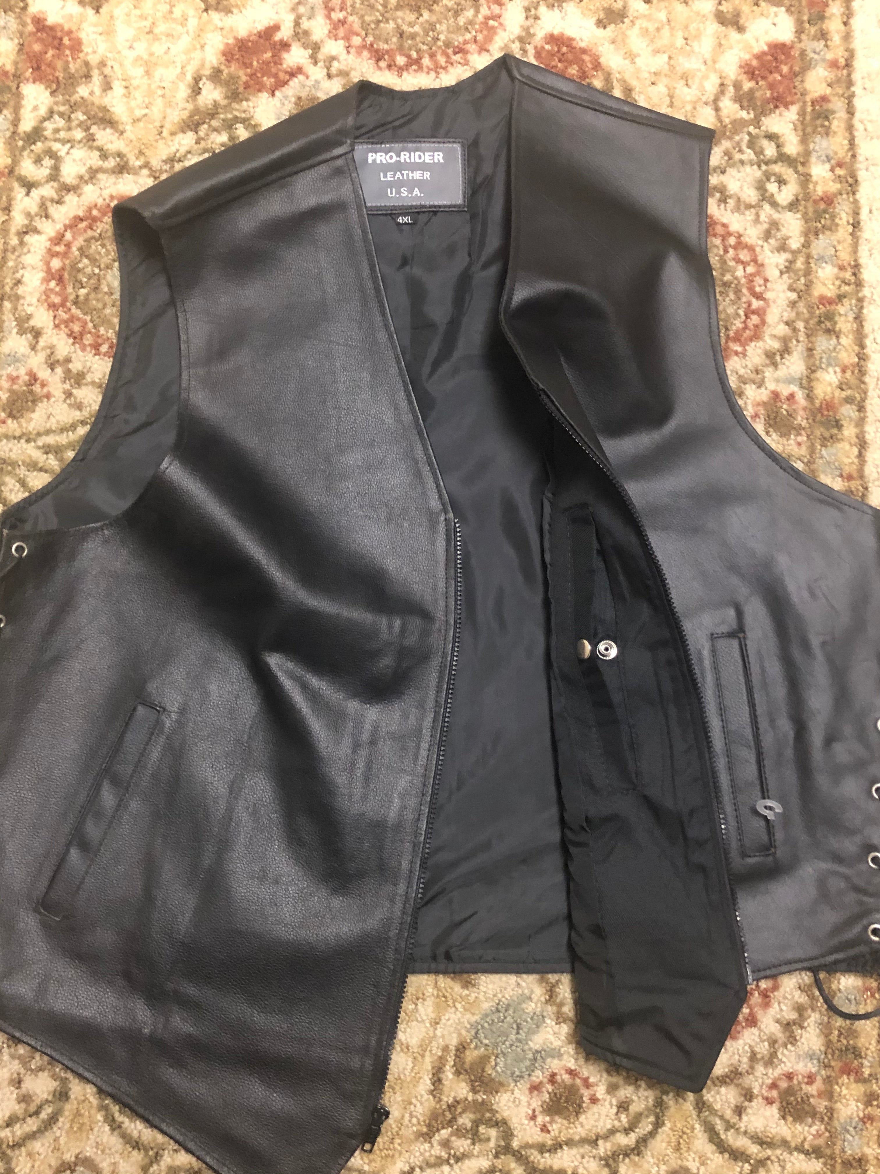 PR1150_SINGLE PANEL CONCEALED CARRY MOTORCYCLE LEATHER VEST