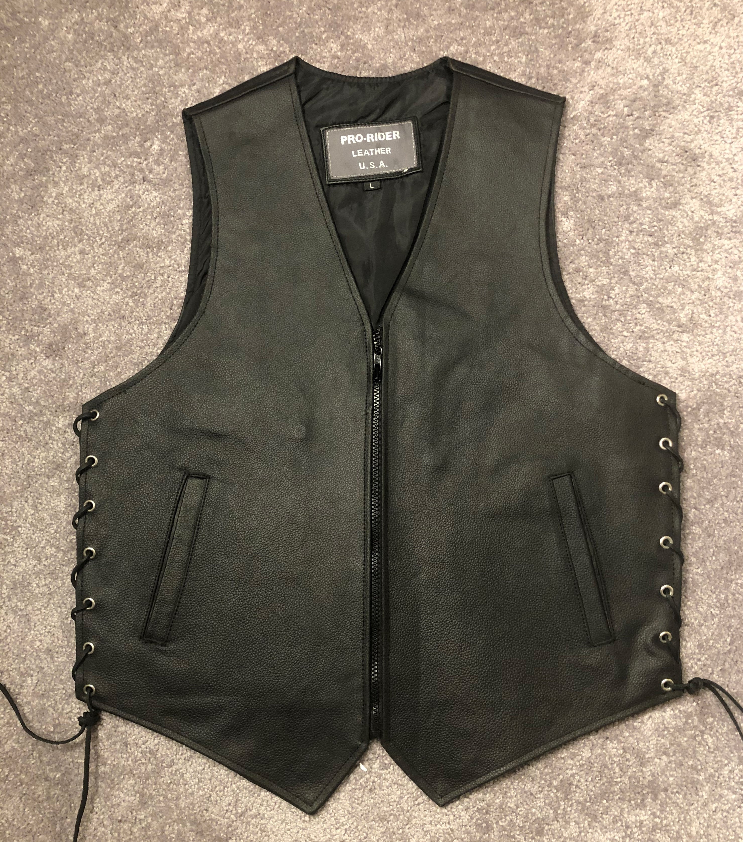 PR1150_SINGLE PANEL CONCEALED CARRY MOTORCYCLE LEATHER VEST