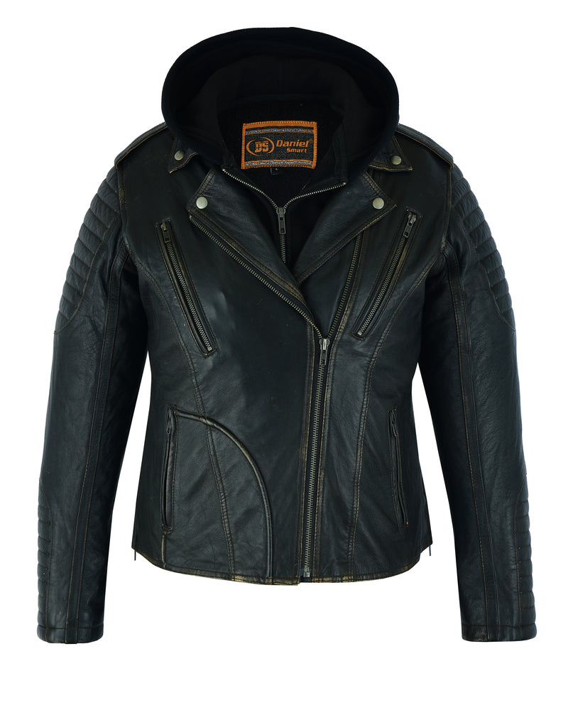 Women's Lightweight Drum Dyed Distressed Naked Lambskin M/C Jac