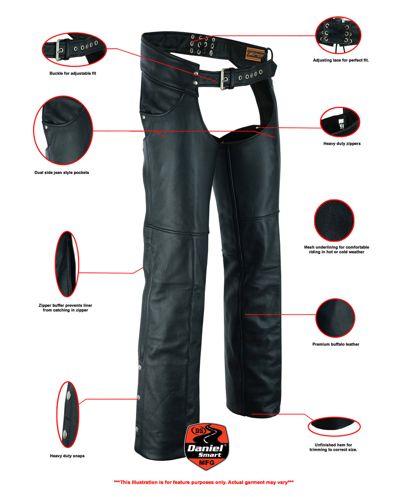 Tall Classic Leather Chaps with Jeans Pockets