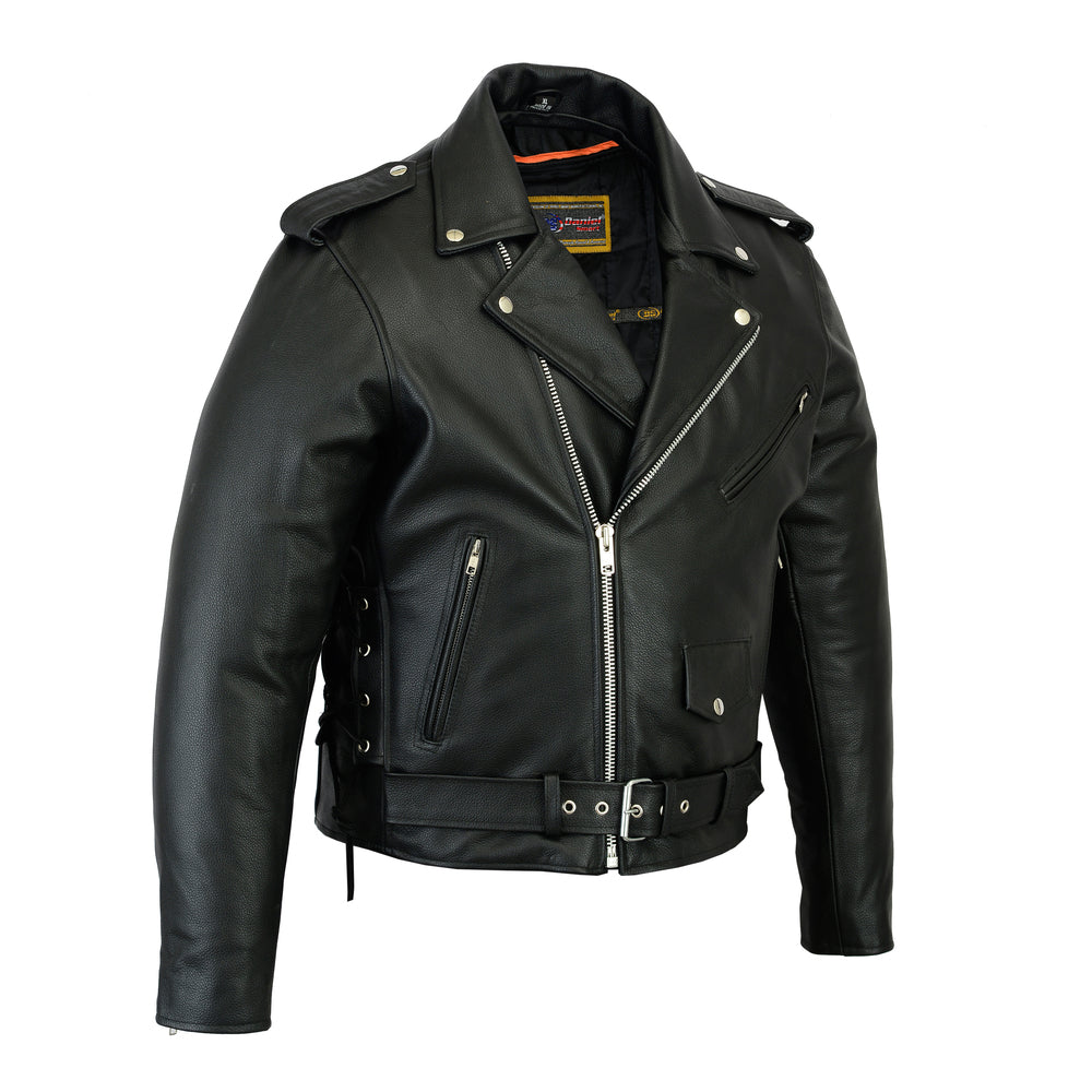 Men's Classic Side Laced Police Style M/C Jacket