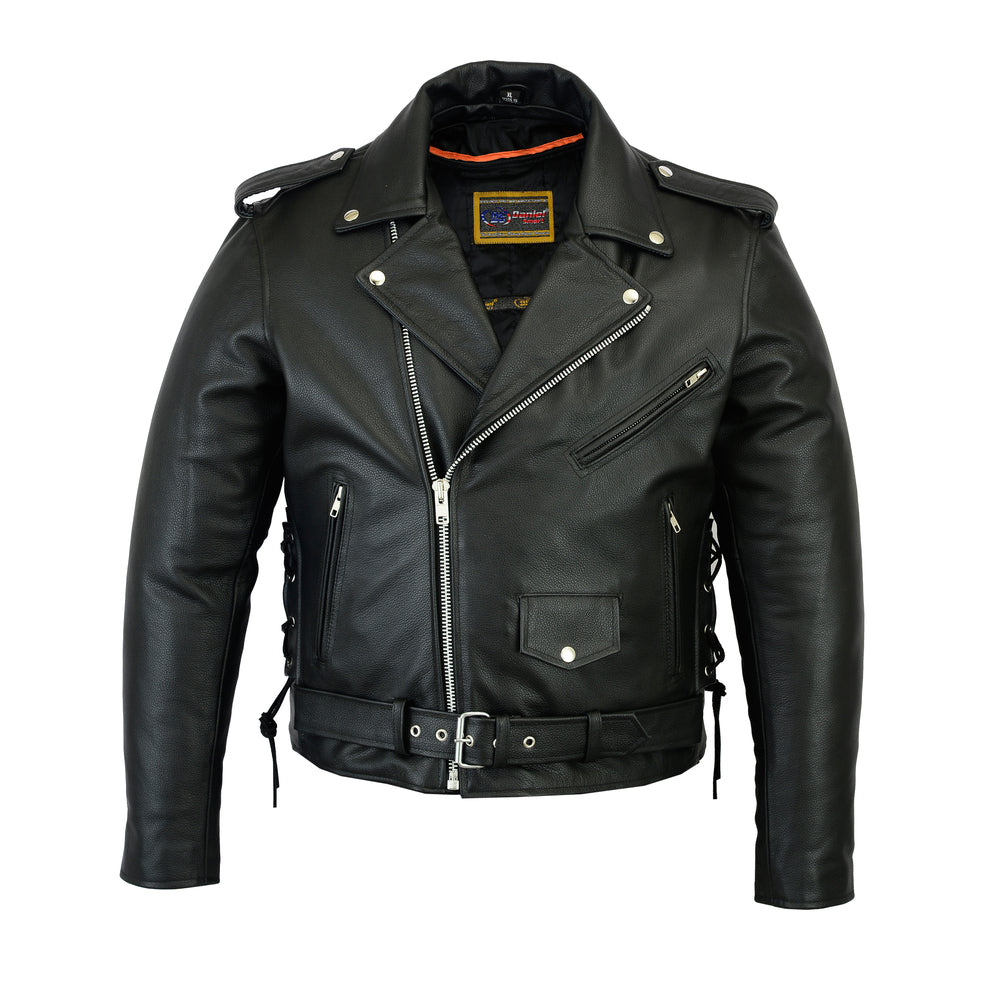 Men's Classic Side Laced Police Style M/C Jacket