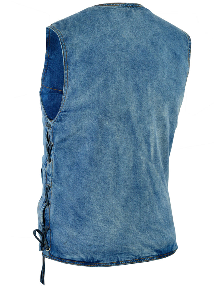 Men's Single Back Panel Concealed Carry Denim Vest