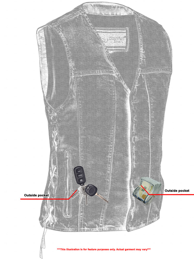 Men's Single Back Panel Concealed Carry Denim Vest