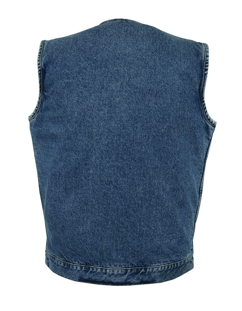 Concealed Snaps, Denim Material, Hidden Zipper, w/o Collar