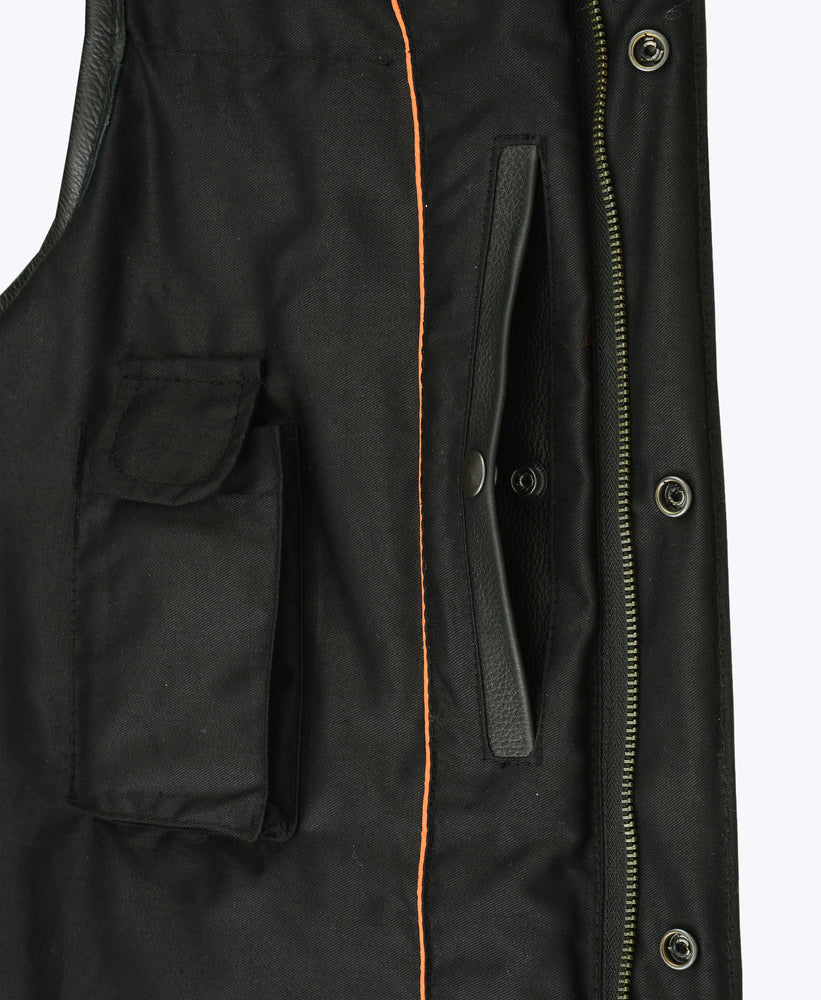 Concealed Snap Closure, Textile Material, Scoop Collar & Hidden