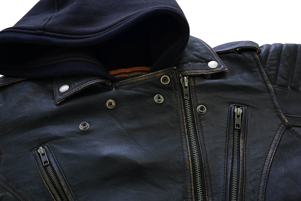 Women's Lightweight Drum Dyed Distressed Naked Lambskin M/C Jac