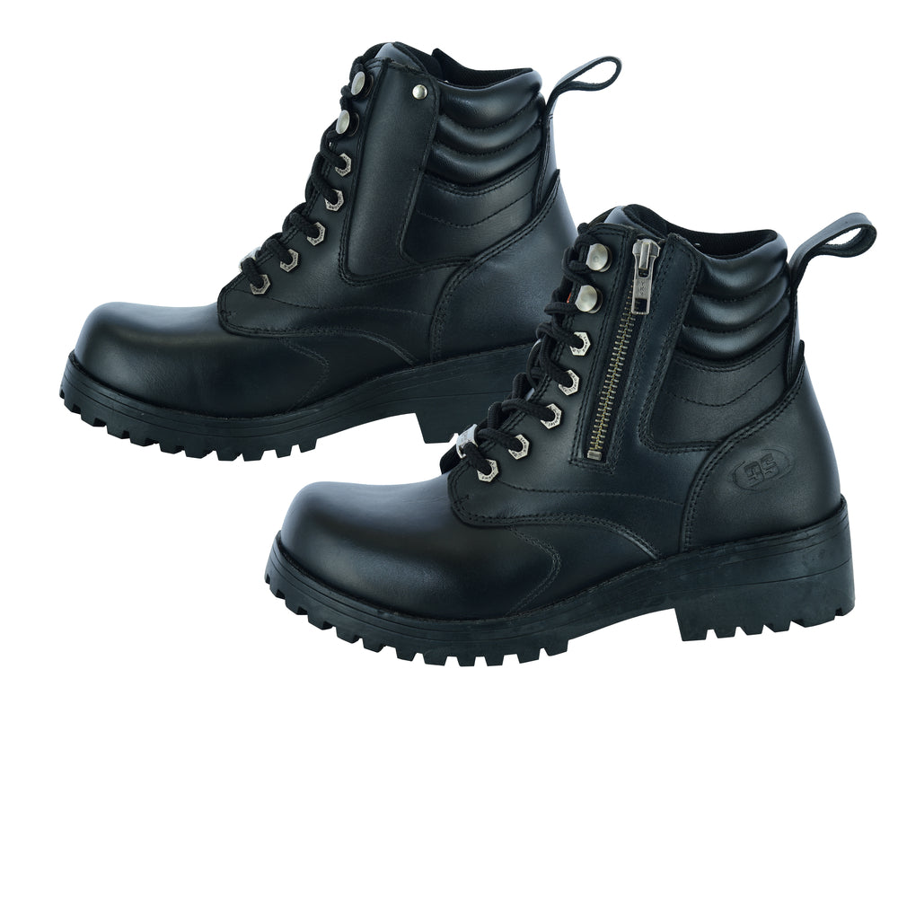 Women's Side Zipper Plain Toe Boots