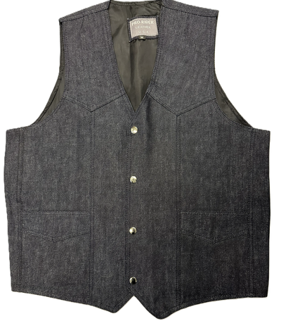 Classic Raw Denim Motorcycle Vest for Men - Deep Blue Biker Cut