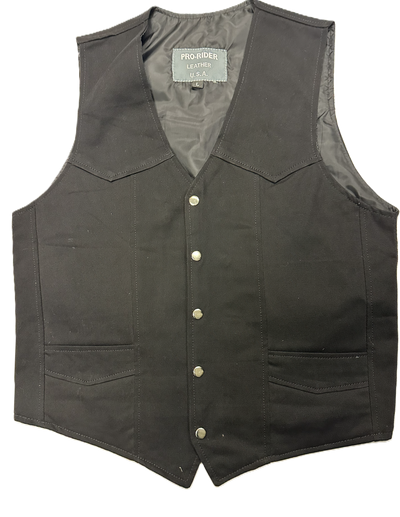 Classic Black Denim Motorcycle Vest for Men - Deep Blue Biker Cut