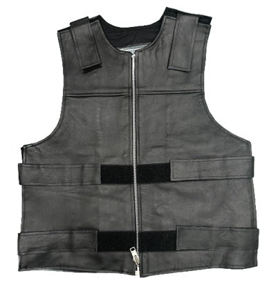 Pro USA Leather Bullet Proof Style Motorcycle sporting Club Vest,  Tactical, Concealed Carry pockets, Large Back Panel, Genuine Cowhide Leather