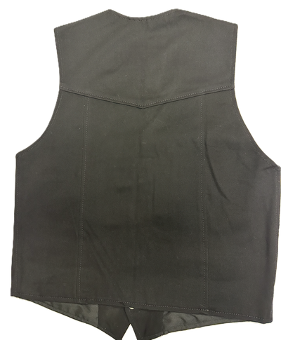 Classic Black Denim Motorcycle Vest for Men -Comfort Biker Cut Snap Front