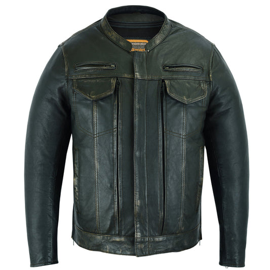 DS790 Men’s Modern Utility Style Jacket in Lightweight  Distressed Naked Leather