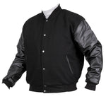 Black Varsity/Baseball Letterman Jacket Wool Body & Leather Sleeves by Pro Rider