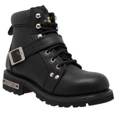 Women's YKK Zipper Black Biker Boot