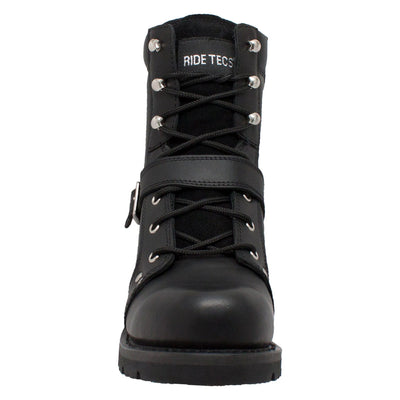 Men's 6" YKK Zipper Black Biker Boot