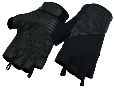 Leather/ Textile Fingerless Glove