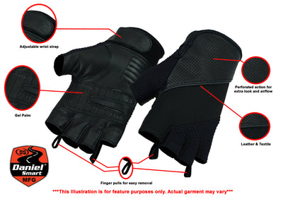 Leather/ Textile Fingerless Glove