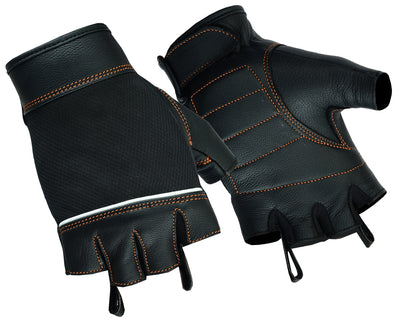 Women's Fingerless Glove with Orange Stitching Details