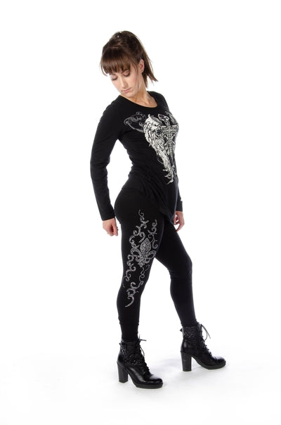 Long Sleeve V-Neck with Cross and Wings