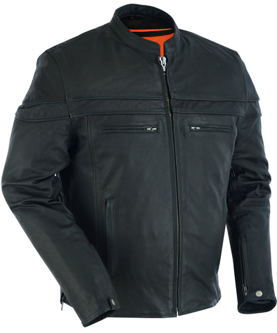 Men's Sporty Lightweight Leather Cross Over Jacket