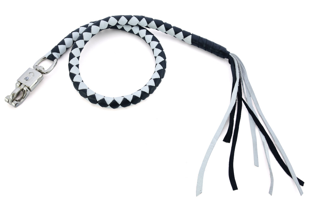 Leather Biker Whip-White/Black