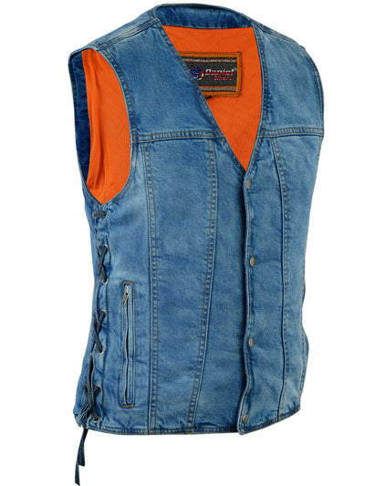 Men's Single Back Panel Concealed Carry Denim Vest