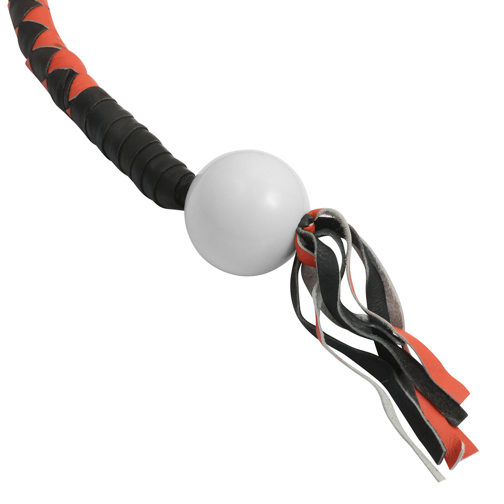 Leather Biker Whip-Orange/Black W / White Pool Ball