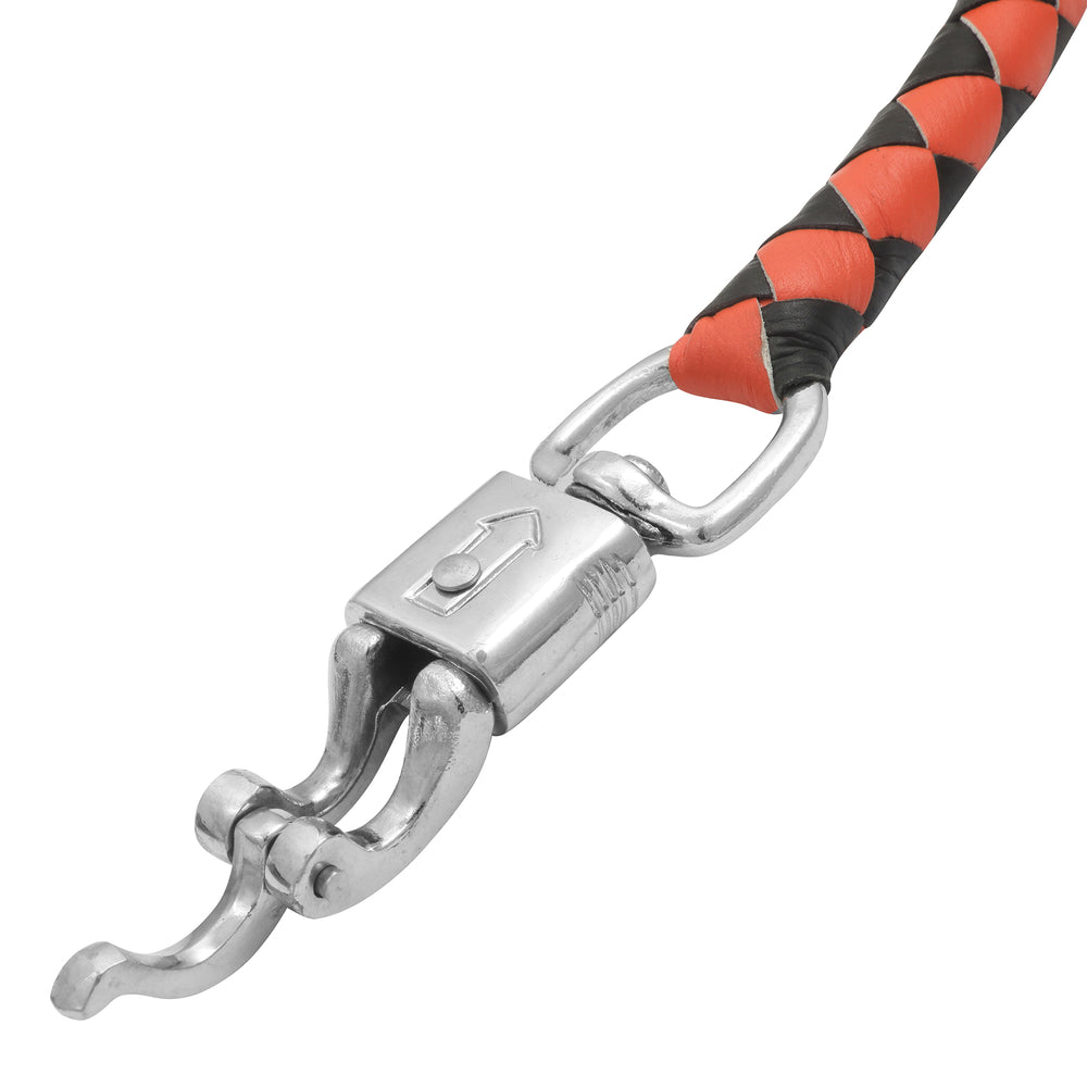 Leather Biker Whip-Orange/Black W / White Pool Ball