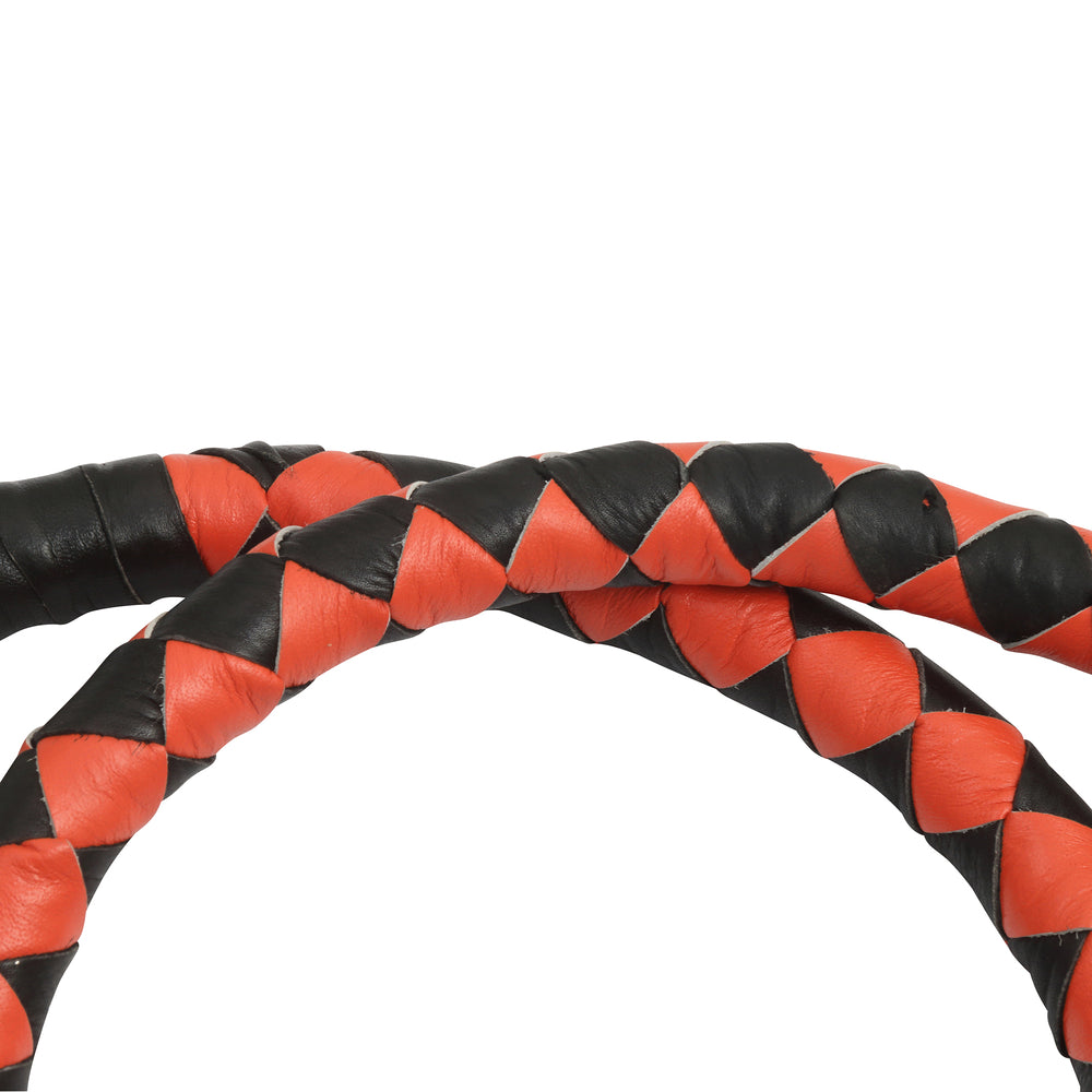 Leather Biker Whip-Orange/Black W / White Pool Ball