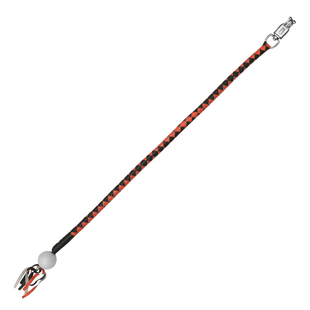 Leather Biker Whip-Orange/Black W / White Pool Ball
