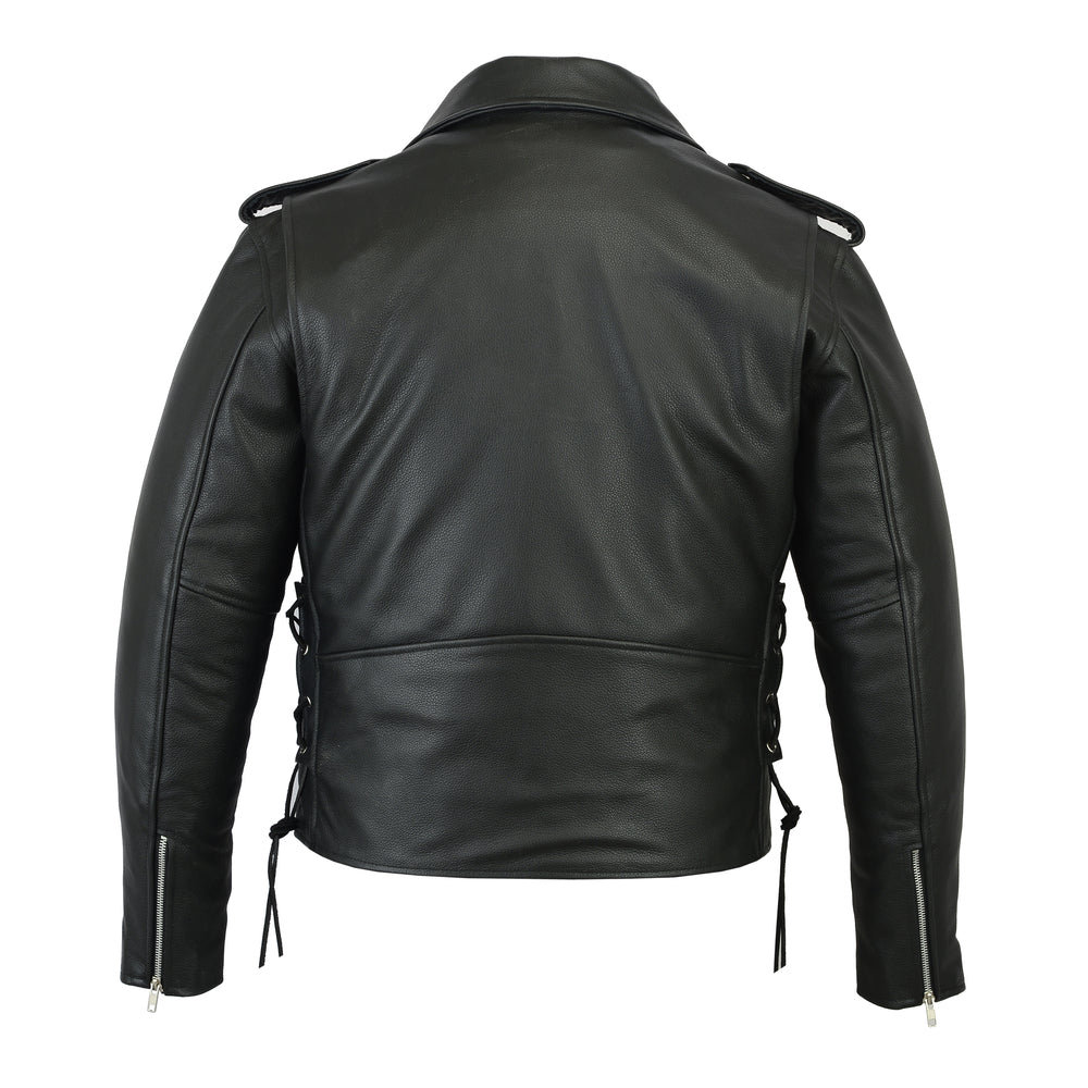 Men's Classic Side Laced Police Style M/C Jacket