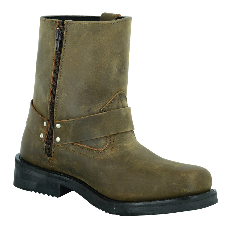 Men's Side Zipper Waterproof Boots- Brown